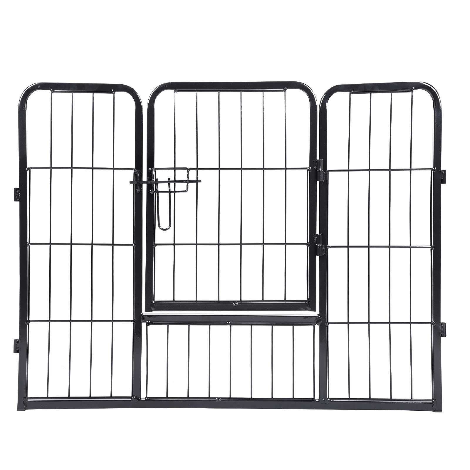 Heavy Duty Puppy Playpen - 8 Panels, 80 x 60 cm - Metal - Black