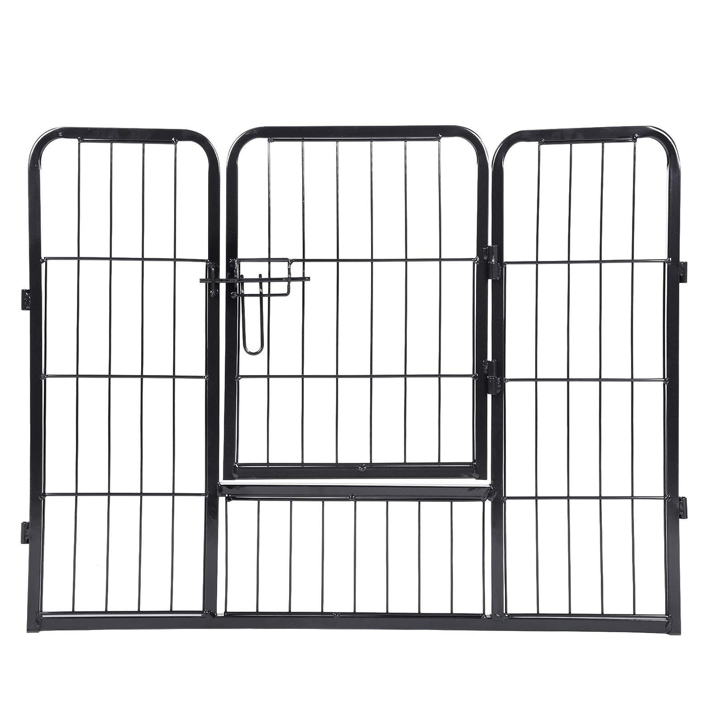 Heavy Duty Puppy Playpen - 8 Panels, 80 x 60 cm - Metal - Black