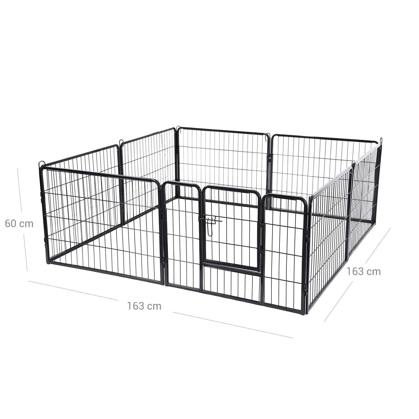 Heavy Duty Puppy Playpen - 8 Panels, 80 x 60 cm - Metal - Black