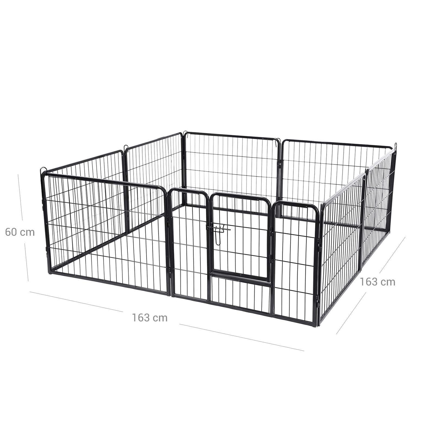 Heavy Duty Puppy Playpen - 8 Panels, 80 x 60 cm - Metal - Black