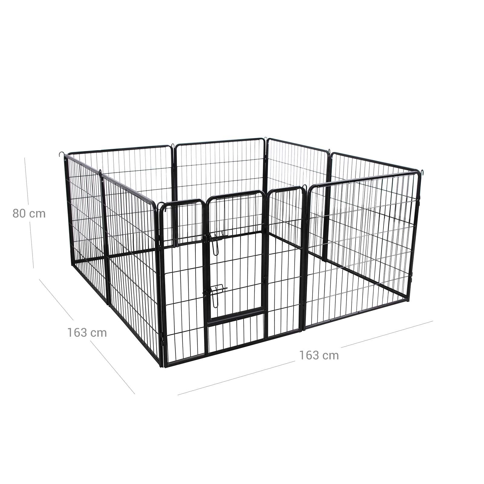 Heavy Duty Playpen - 8 Panels, 80 x 80 cm - Metal - Black