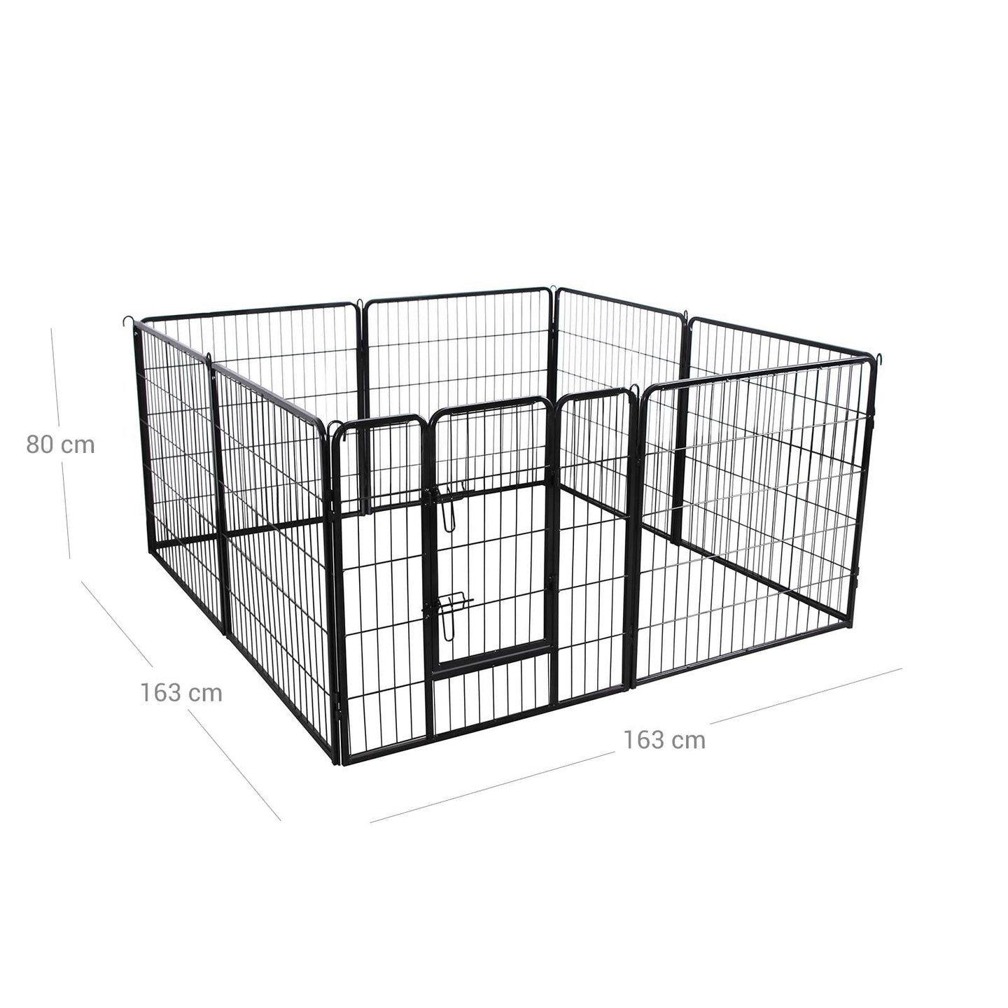 Heavy Duty Playpen - 8 Panels, 80 x 80 cm - Metal - Black