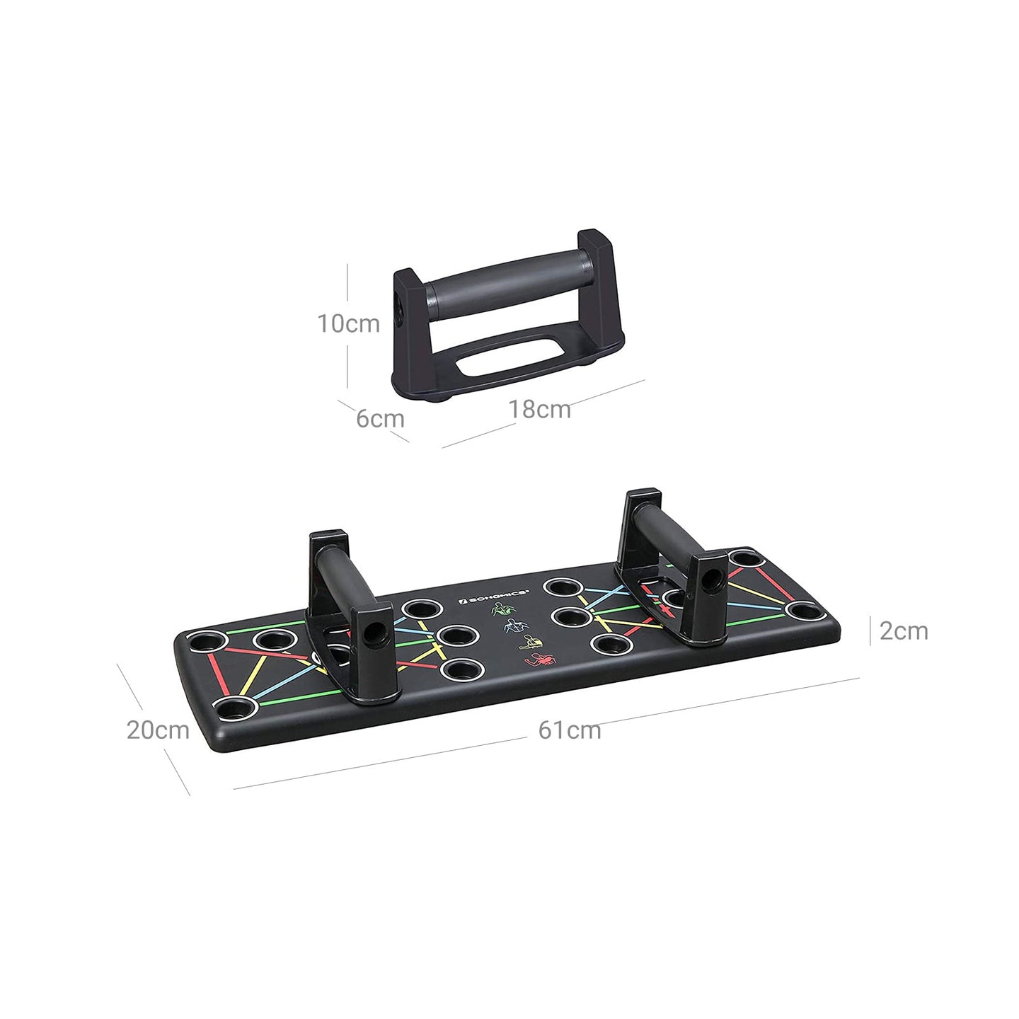 Push Up Board - Plastic - Black - Multifunctional 14-in-1 Exercise Tool