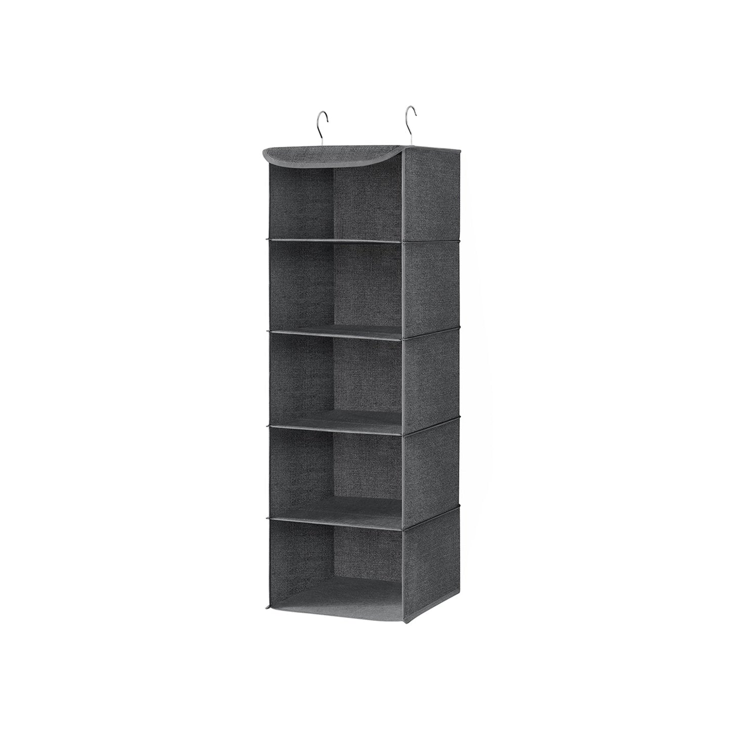 Set of 2 Hanging Wardrobe Storage Organisers - 6 Shelves with Clips - Fabric - Grey