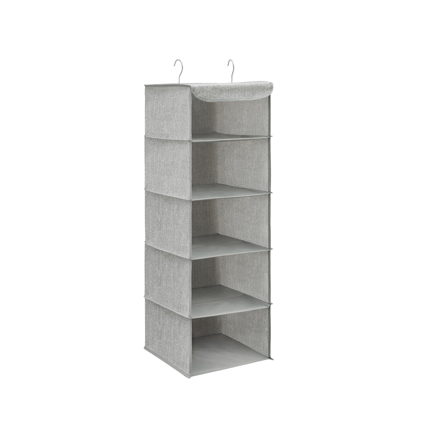Hanging Storage Shelves - Fabric - Grey - 6-Tier Wardrobe Closet Organizer with Clips