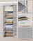 Hanging Wardrobe Storage Organisers - Fabric - Light Grey - Set of 2 with 6 Shelves and Clips
