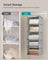 Hanging Wardrobe Storage Organisers - Fabric - Light Grey - Set of 2 with 6 Shelves and Clips