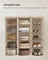 Hanging Wardrobe Storage Organiser - 6 Shelves with Clips - Fabric - Sand Beige