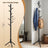 Hat and Coat Stand - Solid Wood - Black - Height Adjustable with 8 Hooks