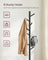 Free Standing Coat Rack - Solid Wood - Black - 8 Hooks for Entryway and Hallway