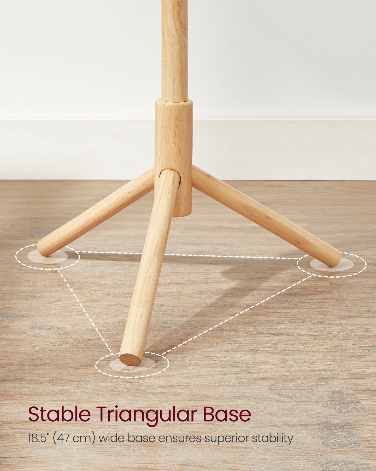 Wooden Coat Stand - Solid Wood - Black - Free Standing with 8 Hooks