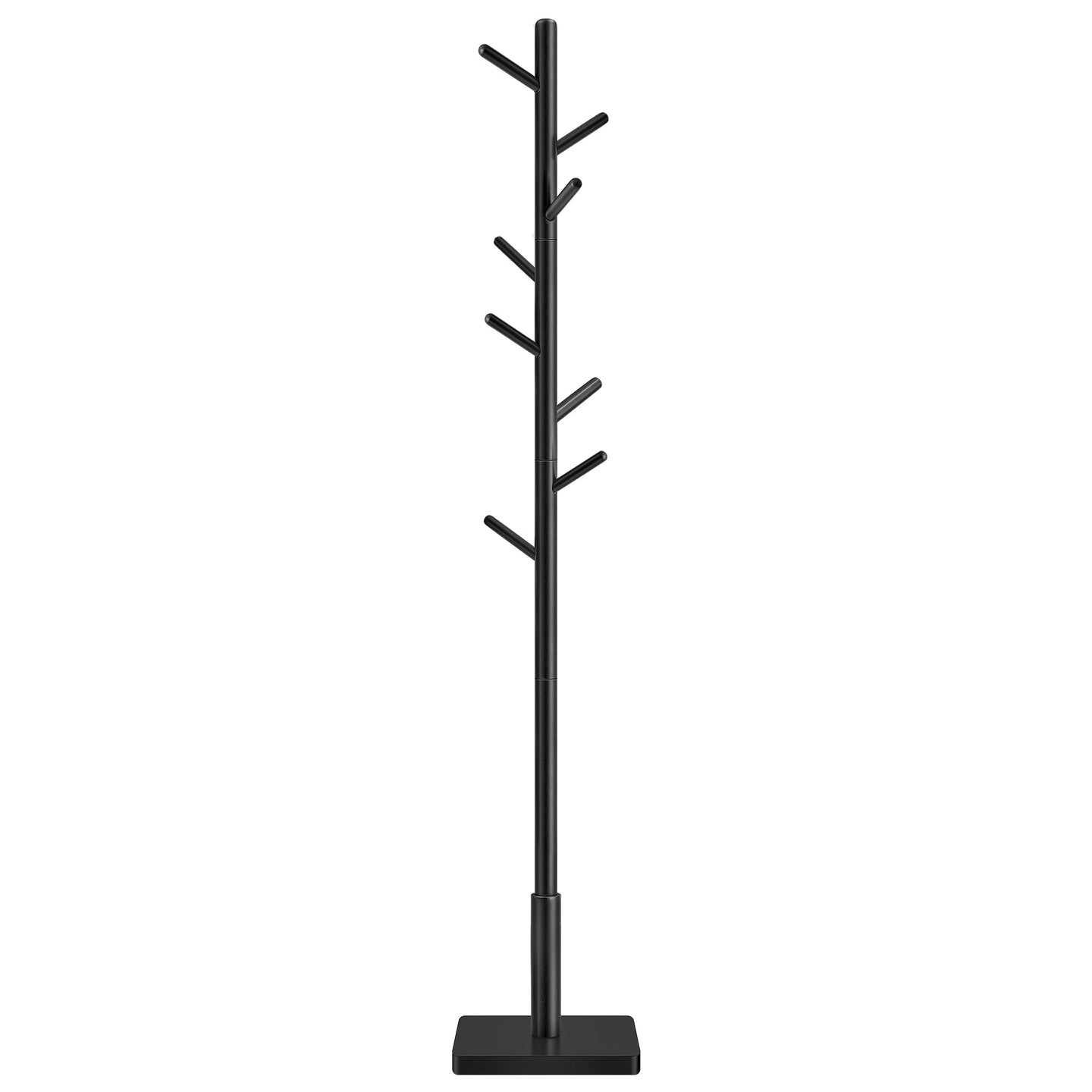 Free Standing Coat Rack - Solid Wood - White - 8 Hooks for Coats