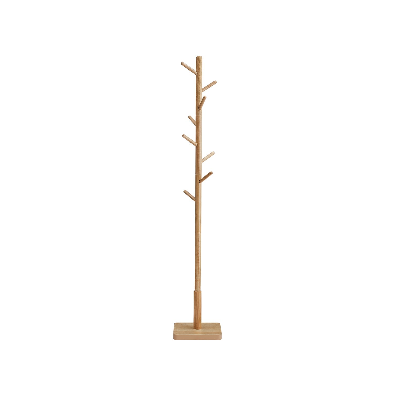 Free Standing Coat Rack - Solid Wood - White - 8 Hooks for Coats