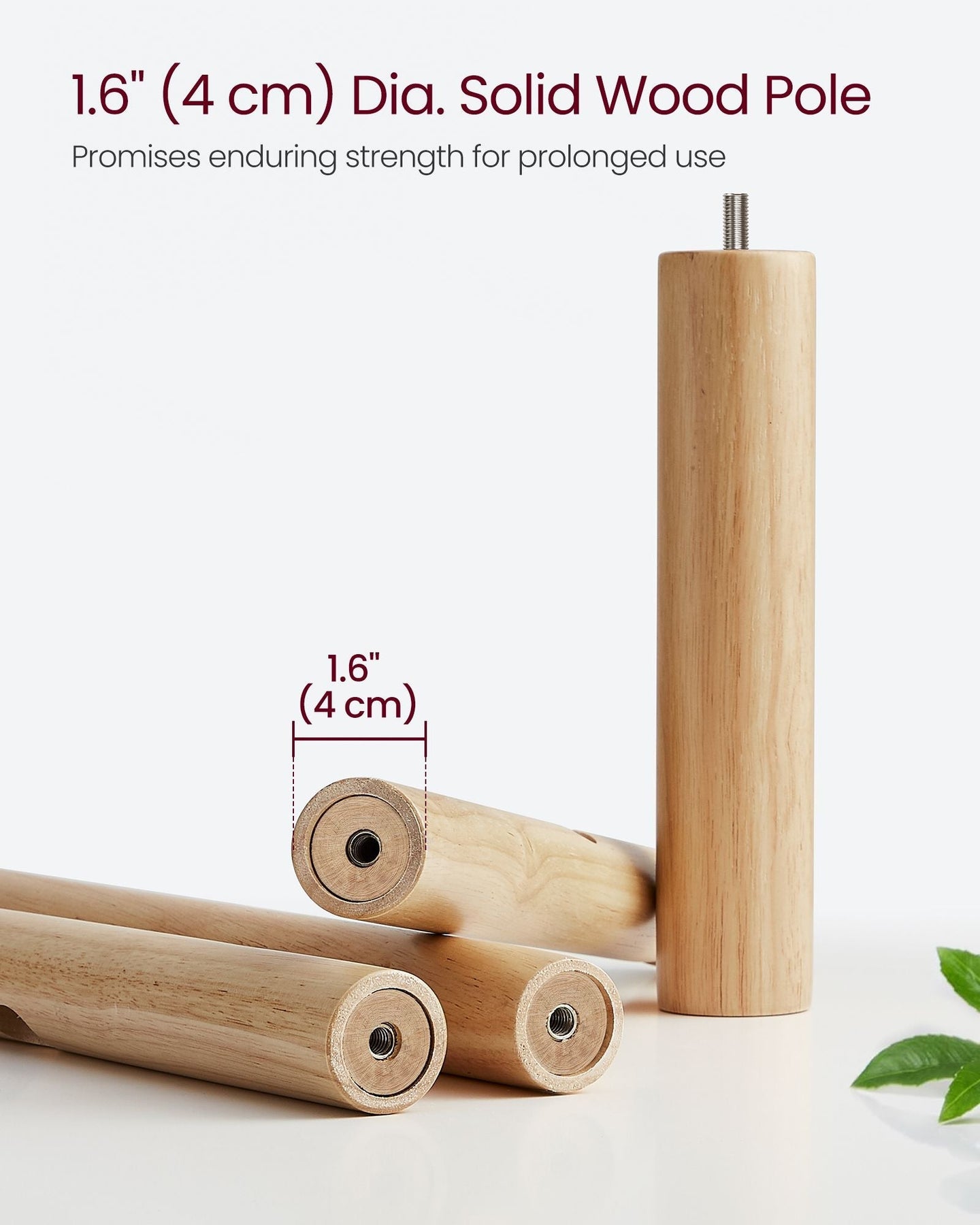 Free Standing Coat Rack - Solid Wood - White - 8 Hooks for Coats
