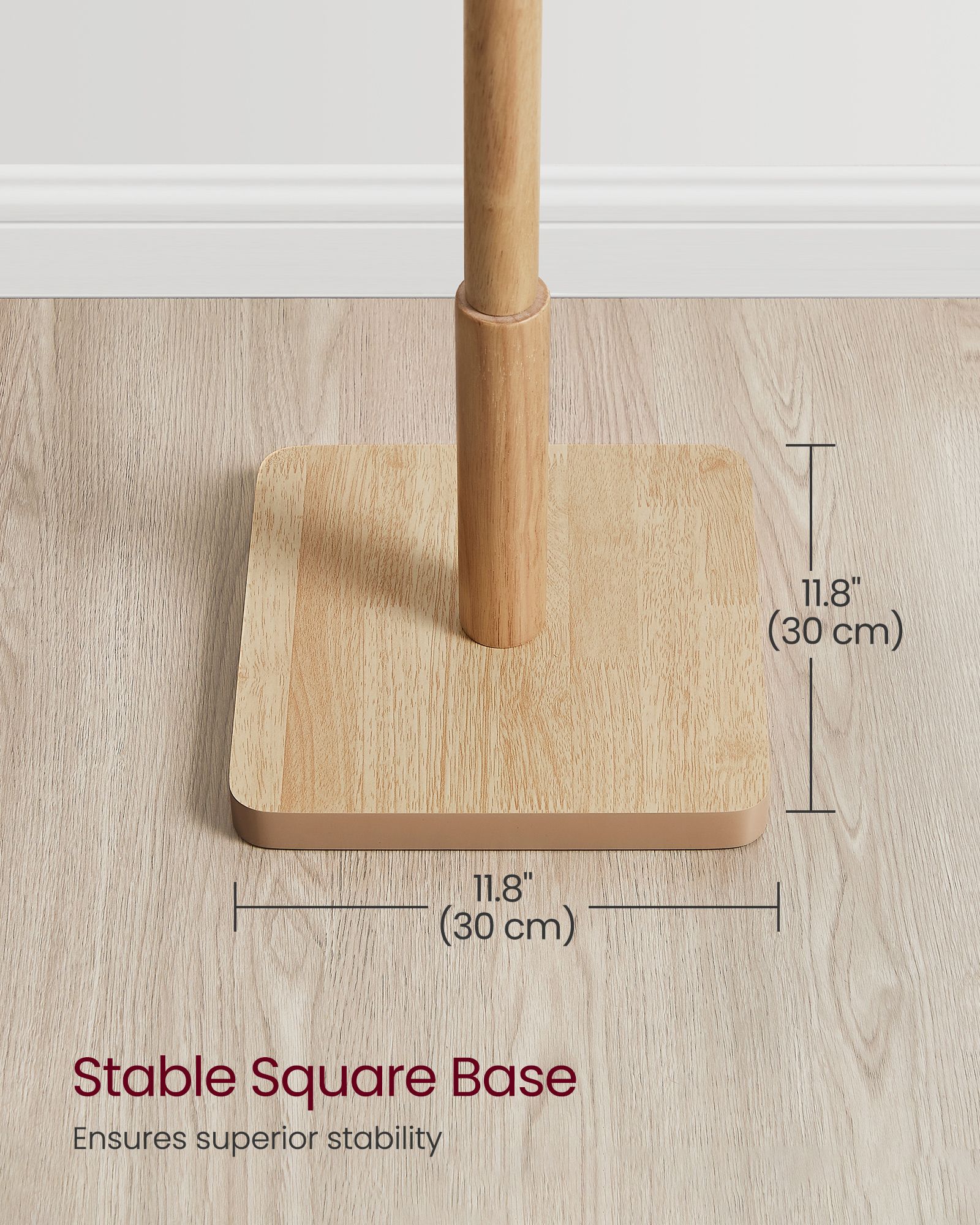 Free Standing Coat Rack - Solid Wood - White - 8 Hooks for Coats