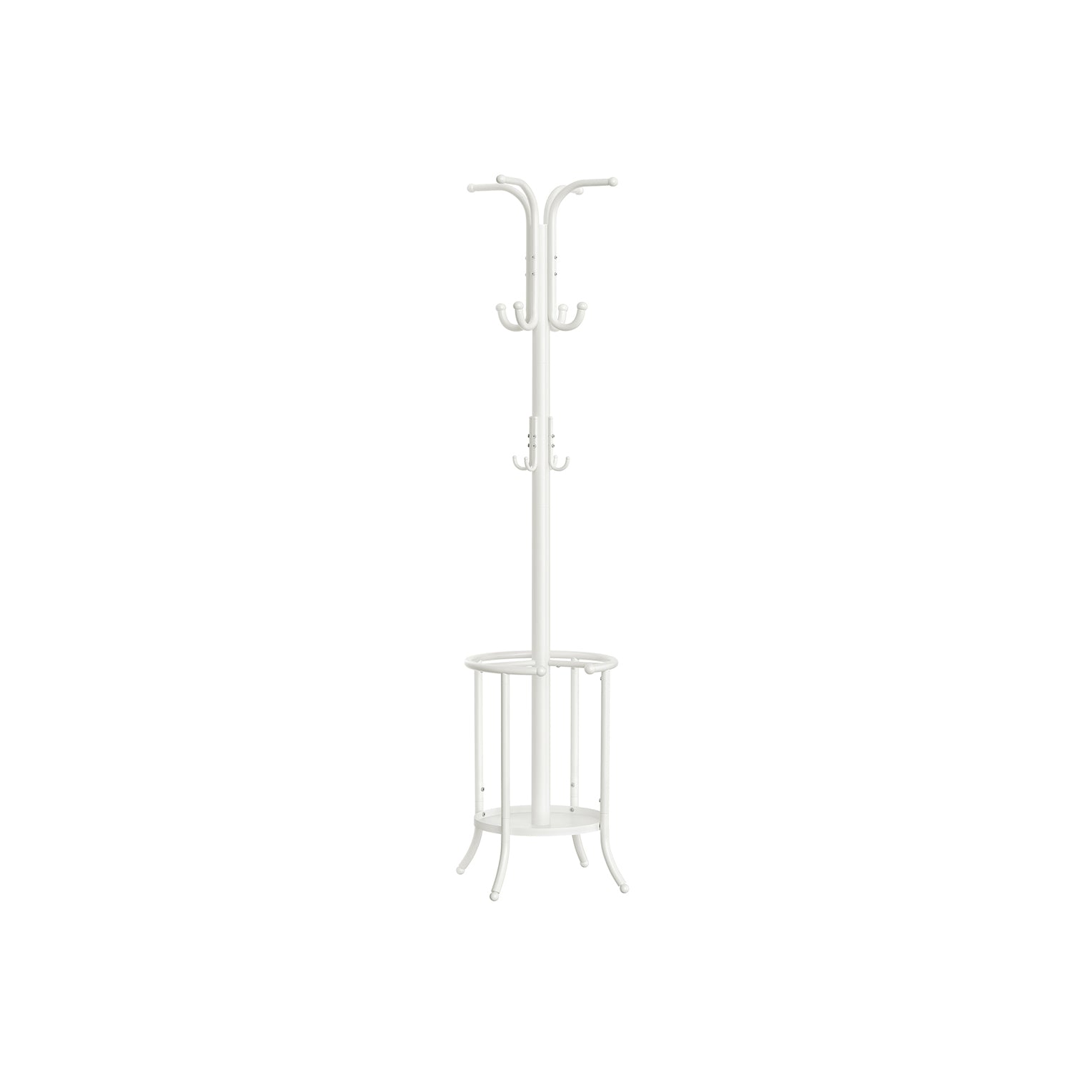 Freestanding Coat Rack - Metal - Ink Black - 12 Hooks with Umbrella Holder