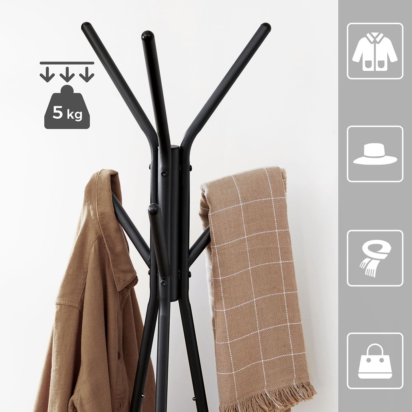 Free-Standing Coat Rack - Metal - Greige and Black