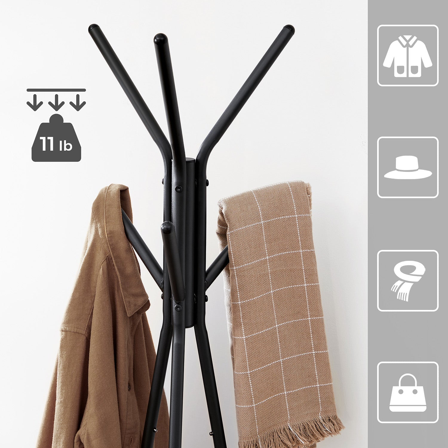 Free-Standing Coat Rack - Metal - Greige and Black