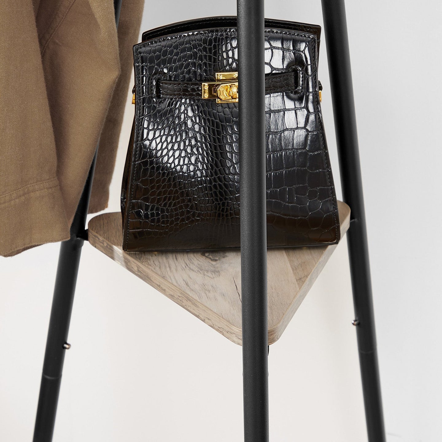 Free-Standing Coat Rack - Metal - Greige and Black