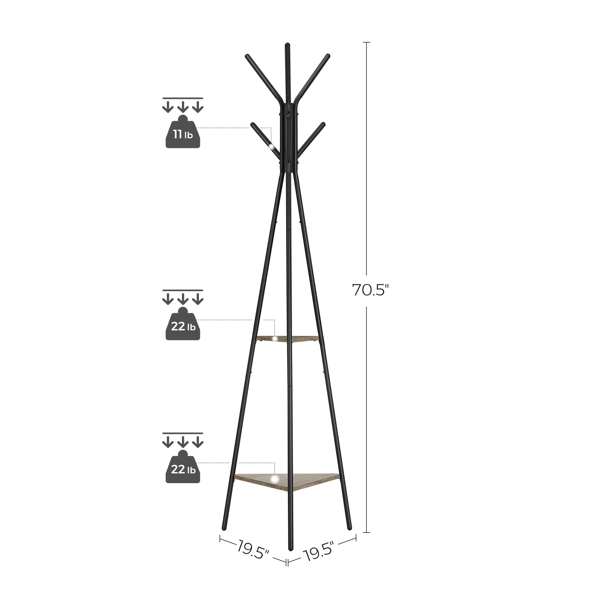 Free-Standing Coat Rack - Metal - Greige and Black