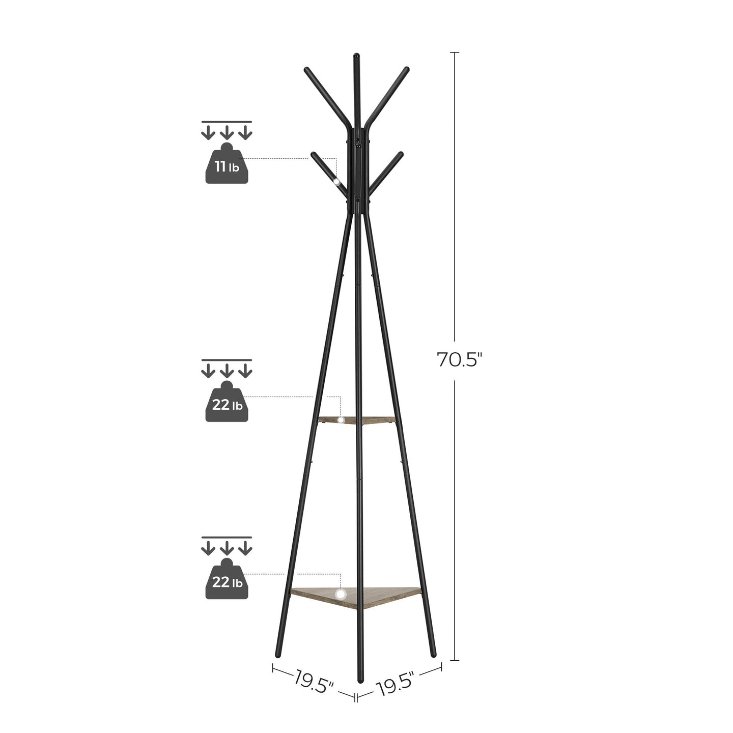 Free-Standing Coat Rack - Metal - Greige and Black