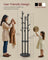 Freestanding Coat Rack Stand - Wood - Ink Black - 11 Hooks and 3 Shelves with Removable Wheels