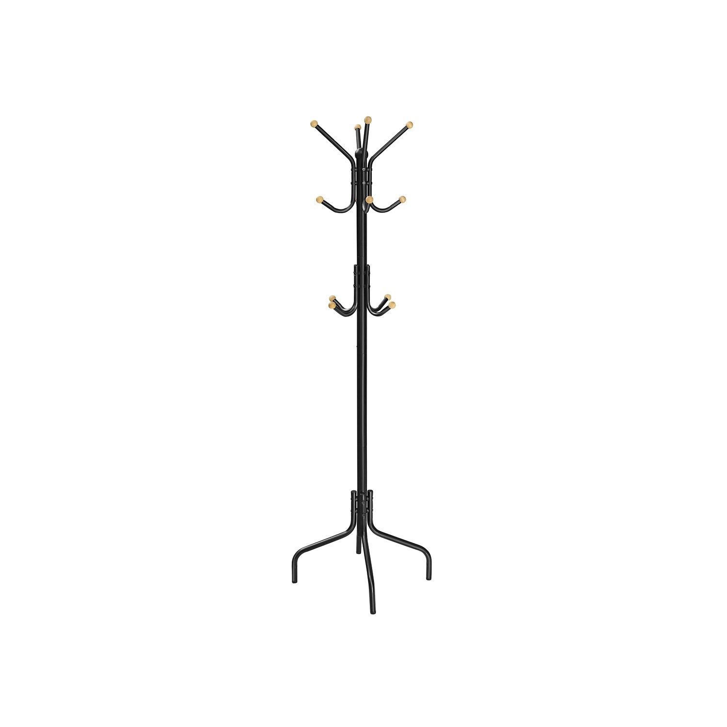Coat Stand - Metal - Black - 12 Hooks for Coats