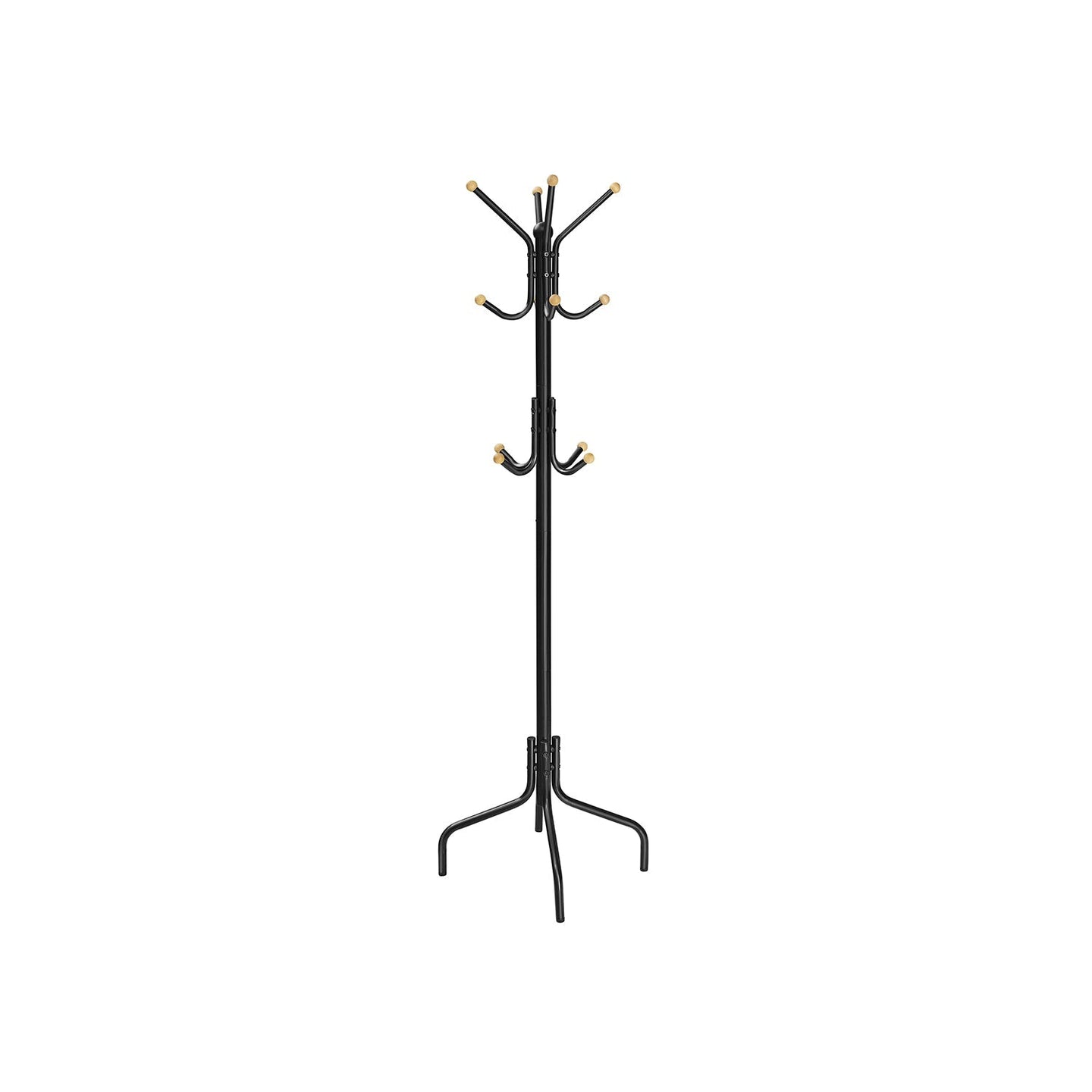 Coat Stand - Metal - Black - 12 Hooks for Coats