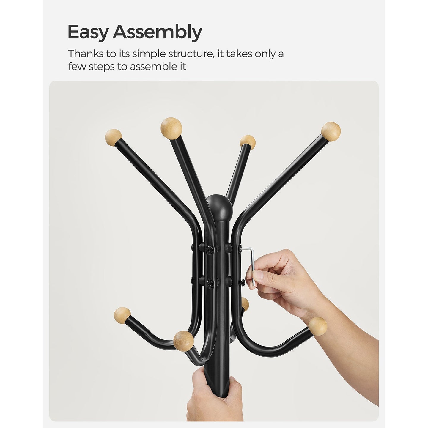 Coat Stand - Metal - Black - 12 Hooks for Coats