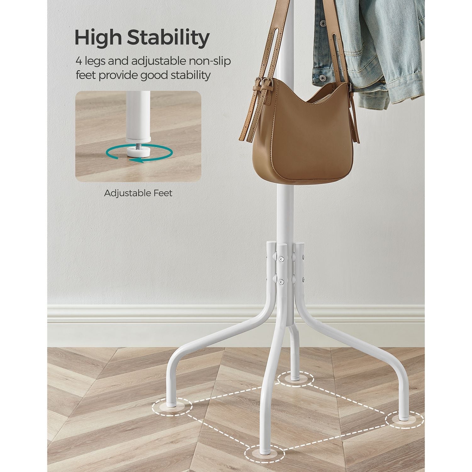 Coat Stand - Metal - Black - 12 Hooks for Coats
