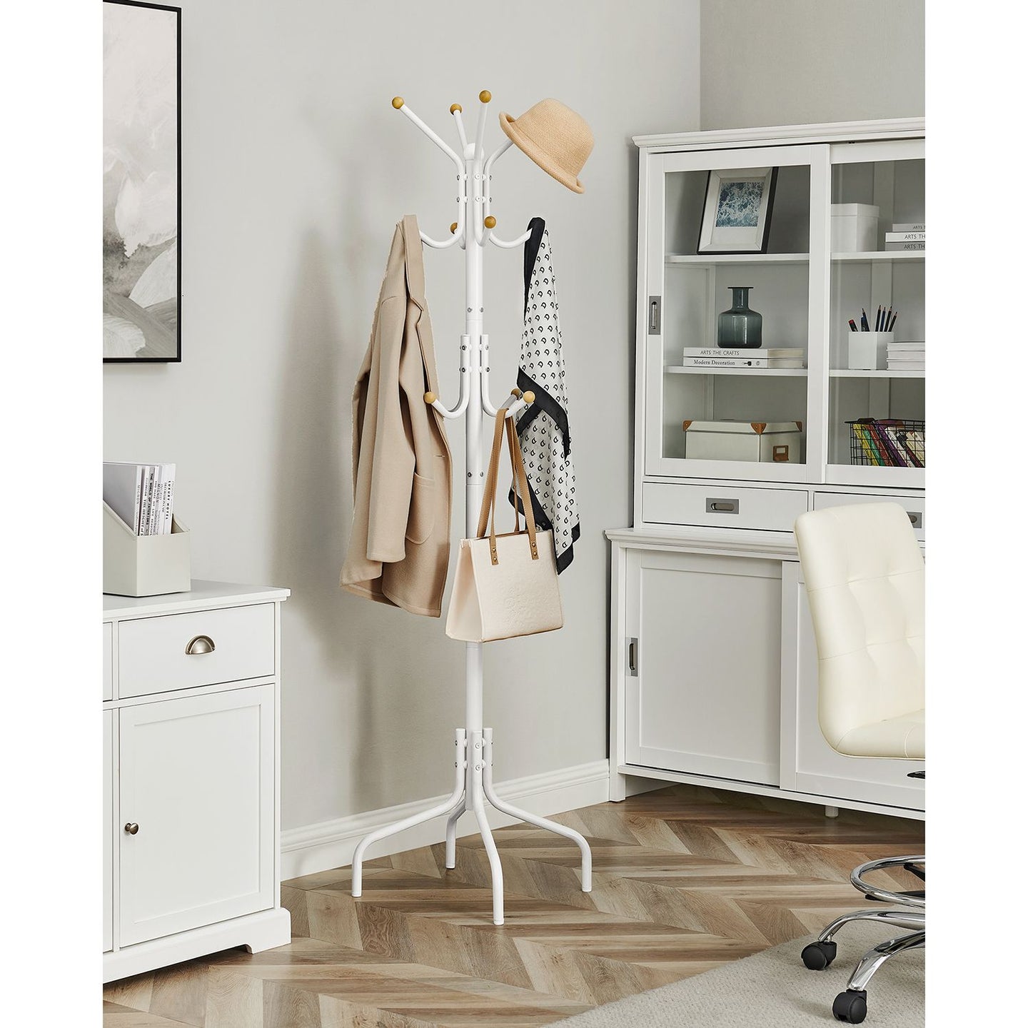 Coat Stand - Metal - Black - 12 Hooks for Coats