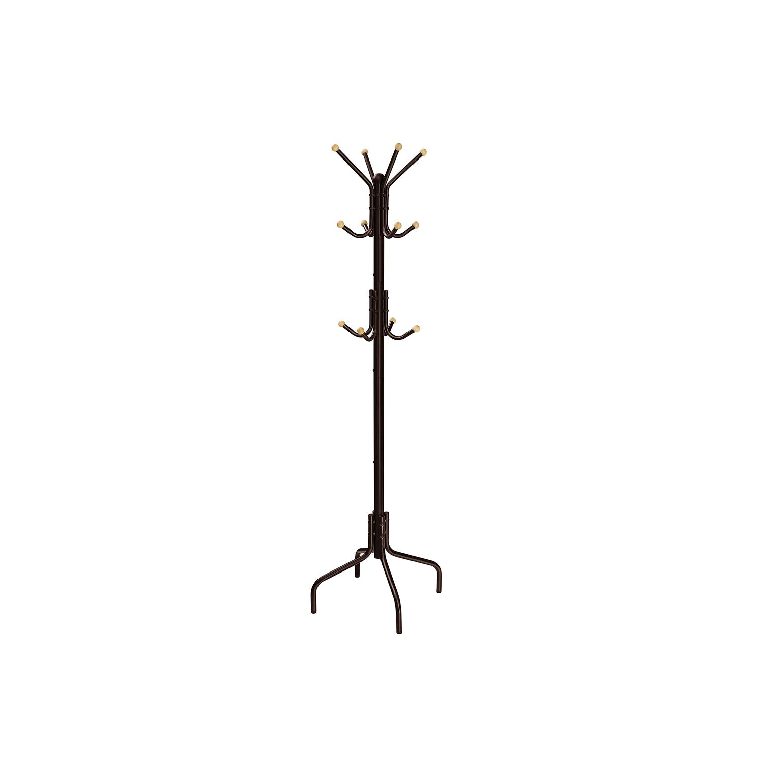 Coat Stand - 12 Hooks, 4 Legs - Metal - Black