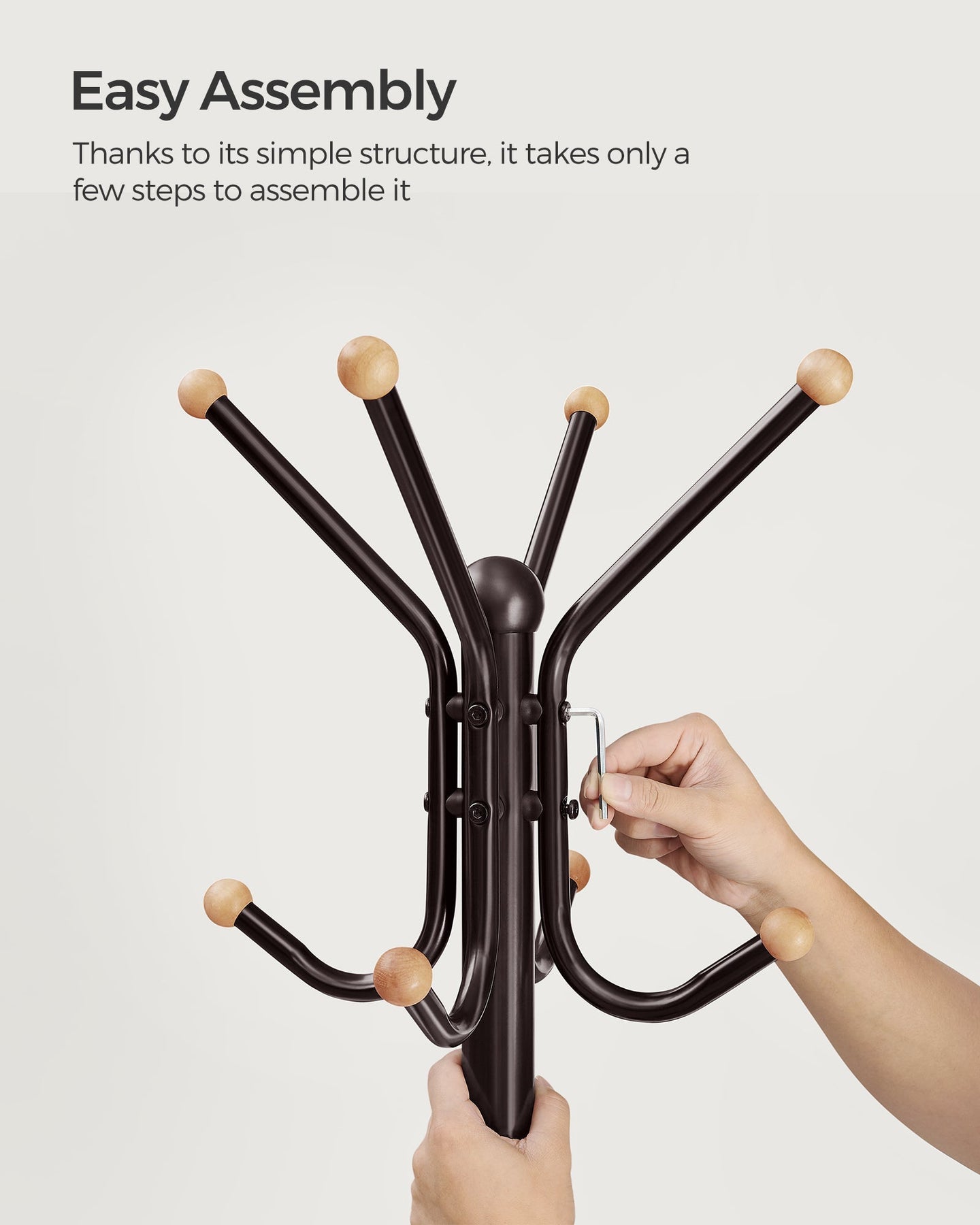 Coat Stand - 12 Hooks, 4 Legs - Metal - Black