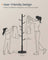 Cactus-Shaped Coat Rack - 8 Sturdy Hooks - Metal - Ink Black