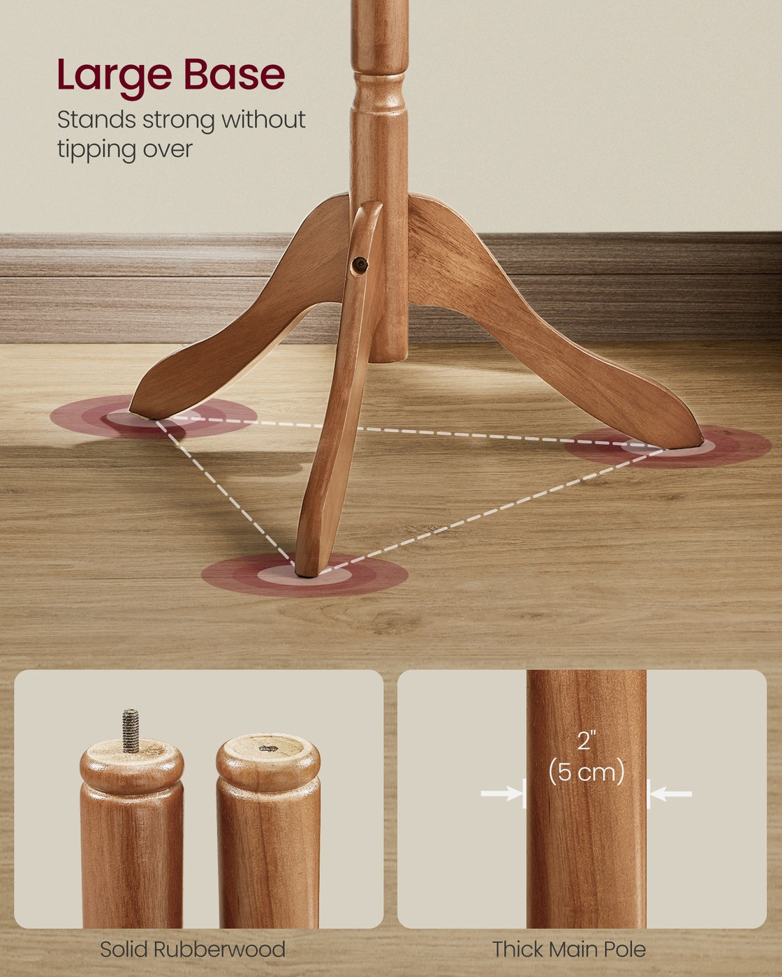 Coat Rack Stand - 70.5" - Rubberwood