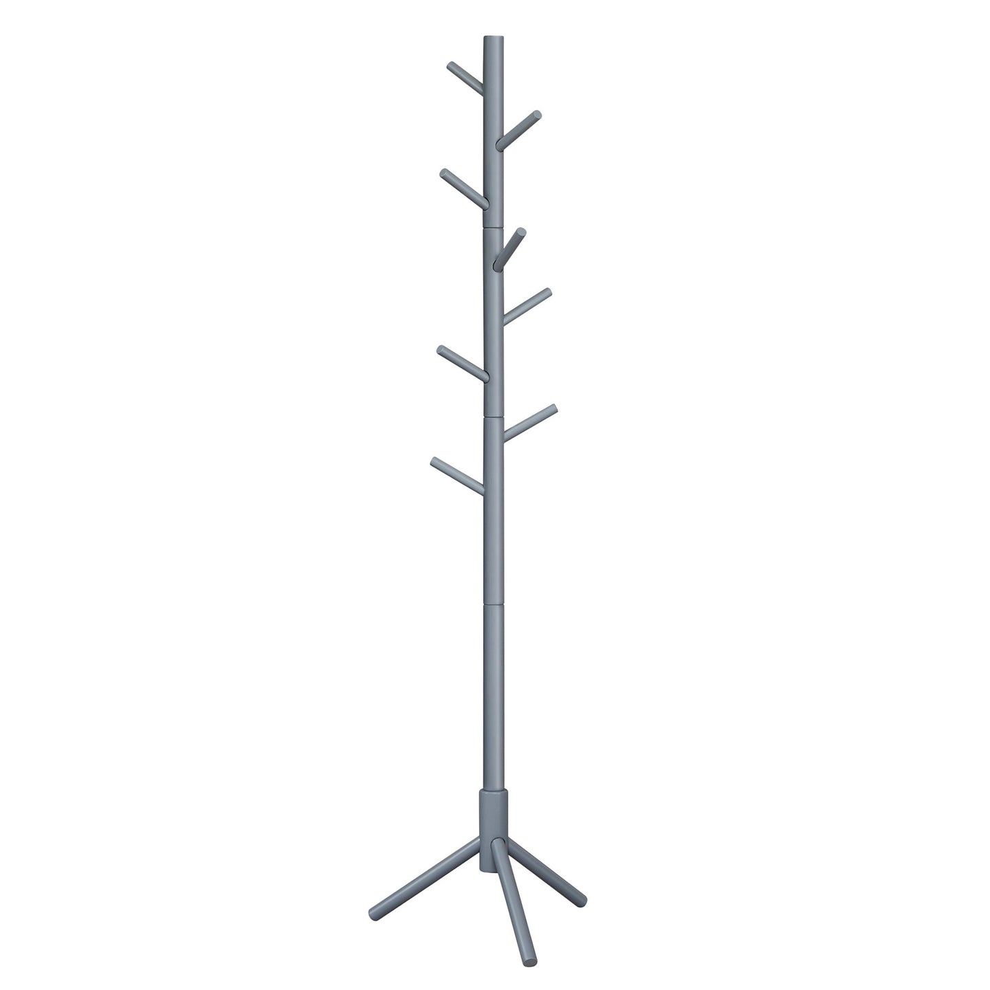 Coat Rack - Solid Wood - White - Freestanding with 8 Hooks for Entryway and Hallway