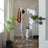 Coat Rack - Solid Wood - White - Freestanding with 8 Hooks for Entryway and Hallway