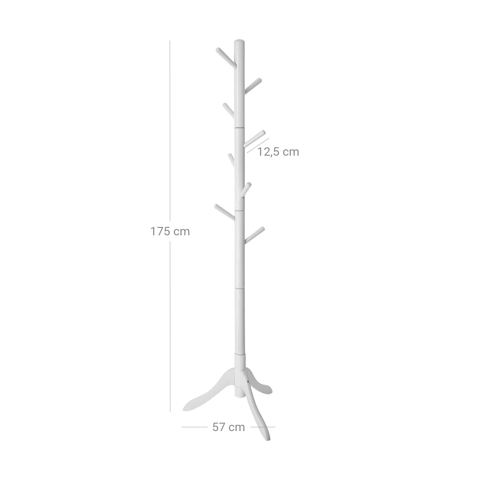 Freestanding Coat Stand - White - Solid Rubberwood