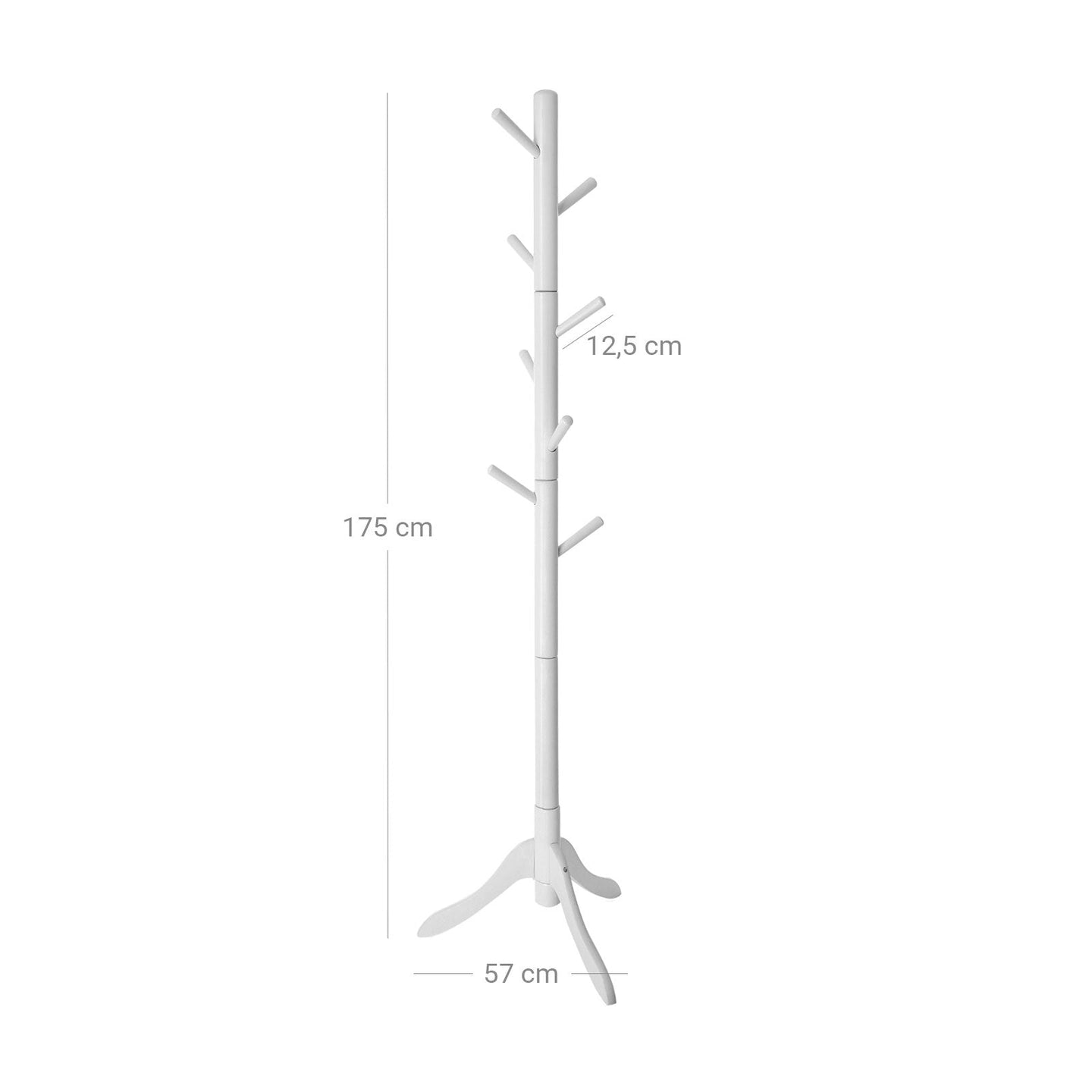 Freestanding Coat Stand - White - Solid Rubberwood