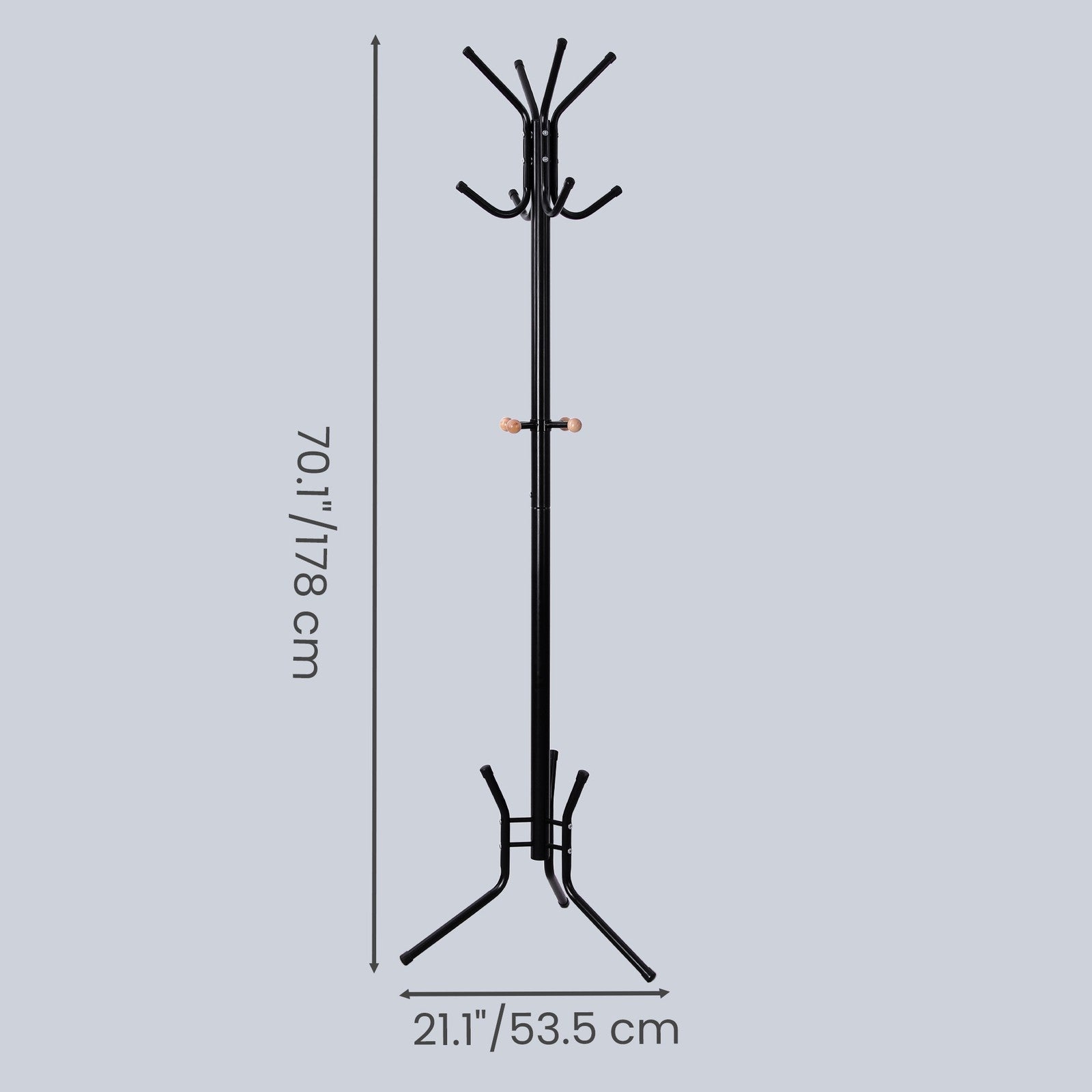 Coat Rack Stand - 176cm - Steel - 12 Hooks
