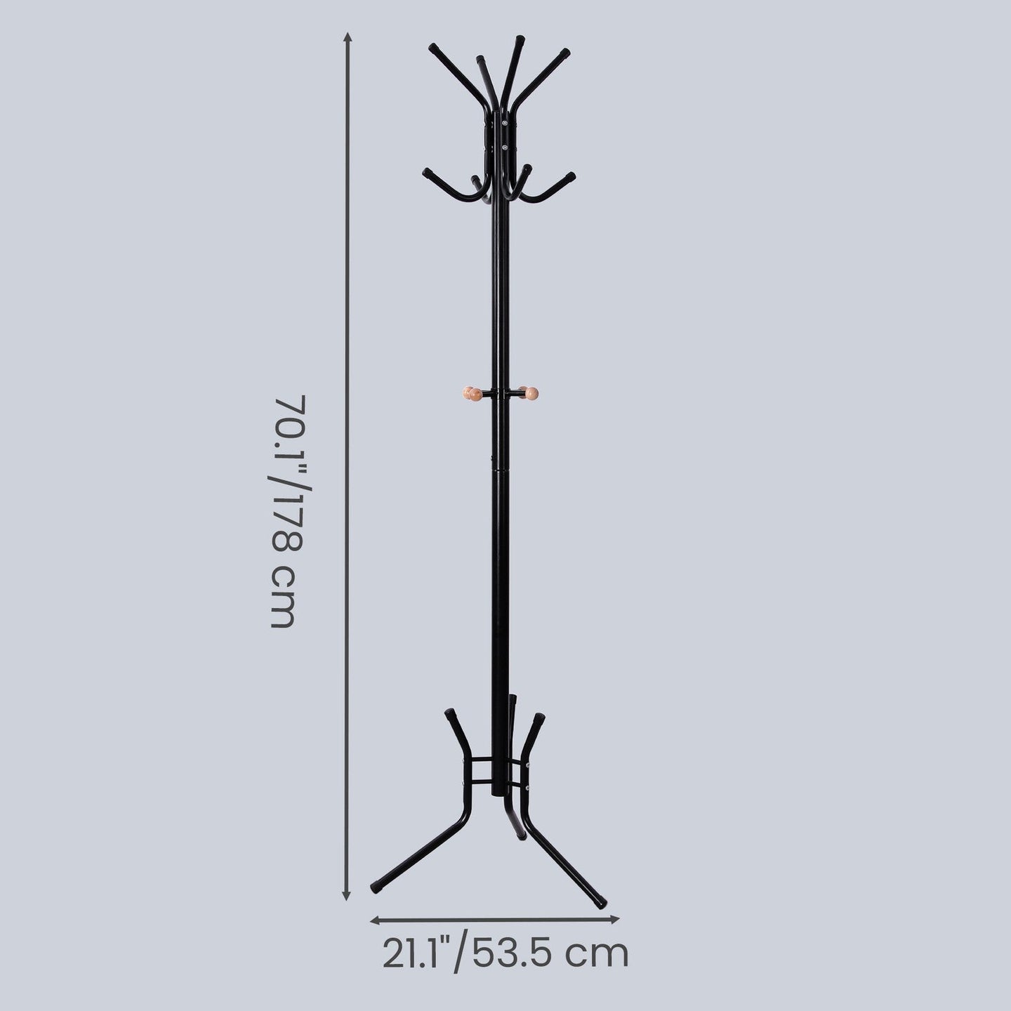 Coat Rack Stand - 176cm - Steel - 12 Hooks