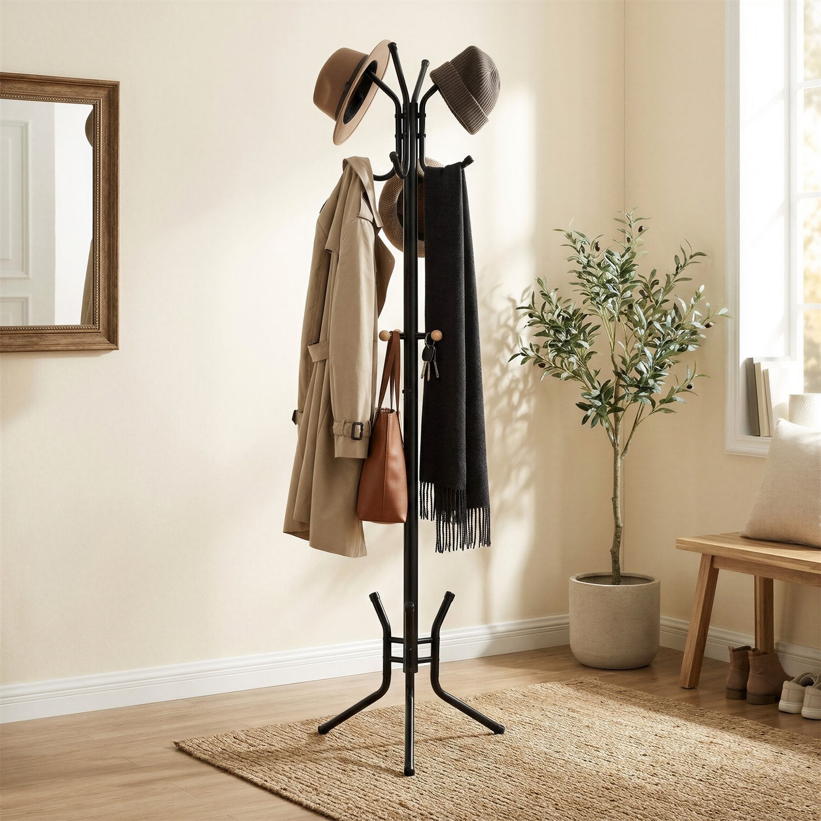 Coat Rack Stand - 176cm - Steel - 12 Hooks