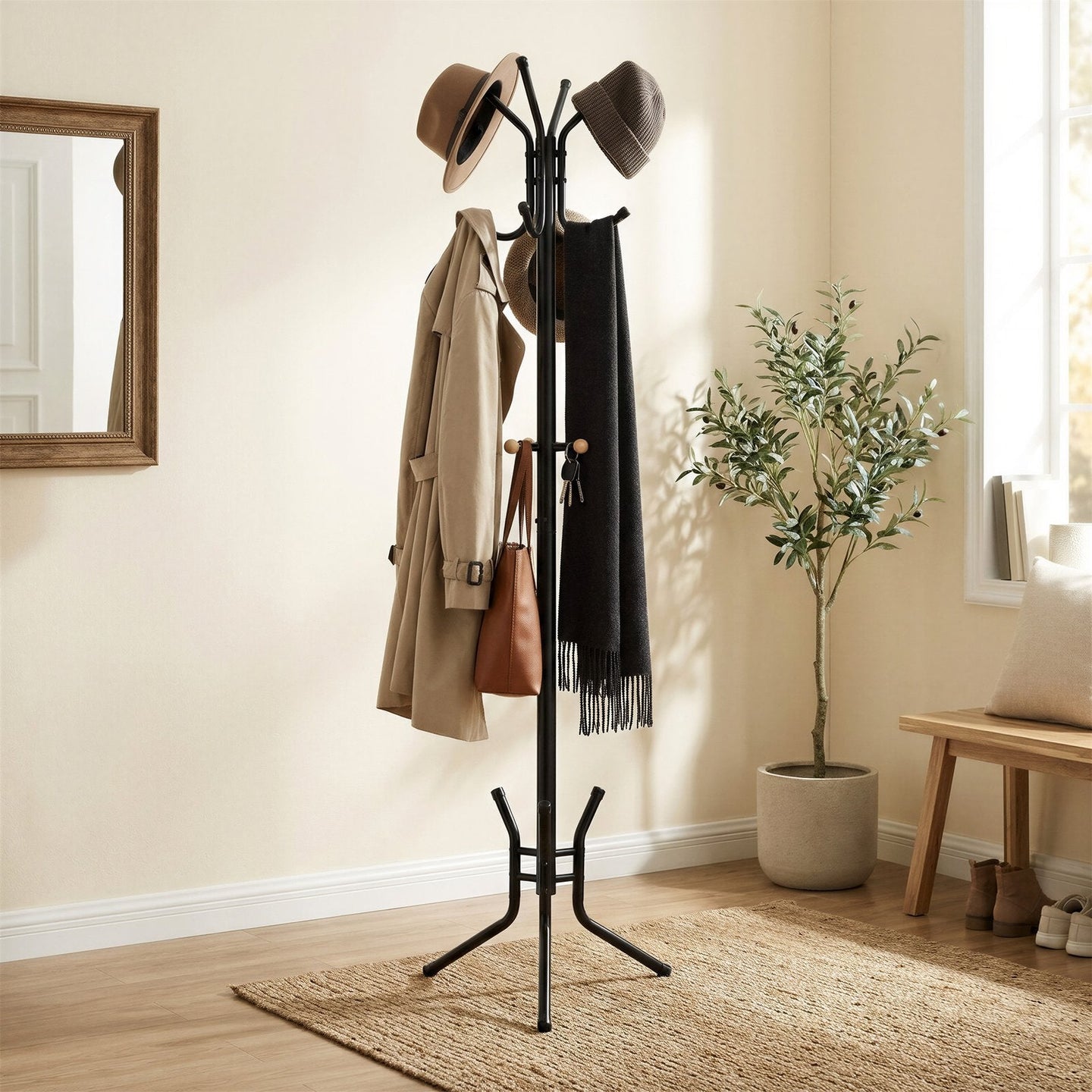 Coat Rack Stand - 176cm - Steel - 12 Hooks