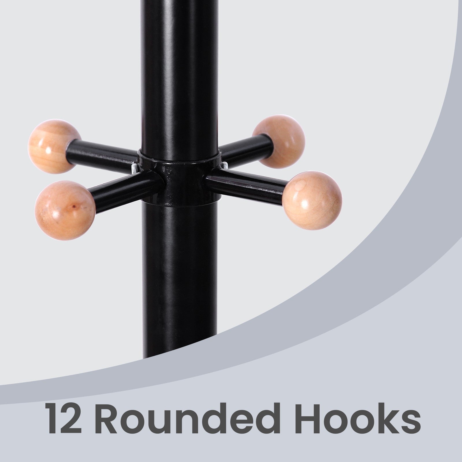 Coat Rack Stand - 176cm - Steel - 12 Hooks