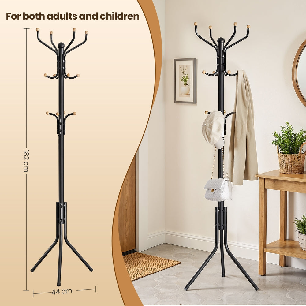 Coat Rack Stand - 182 cm - Metal - Multi-Level Hooks