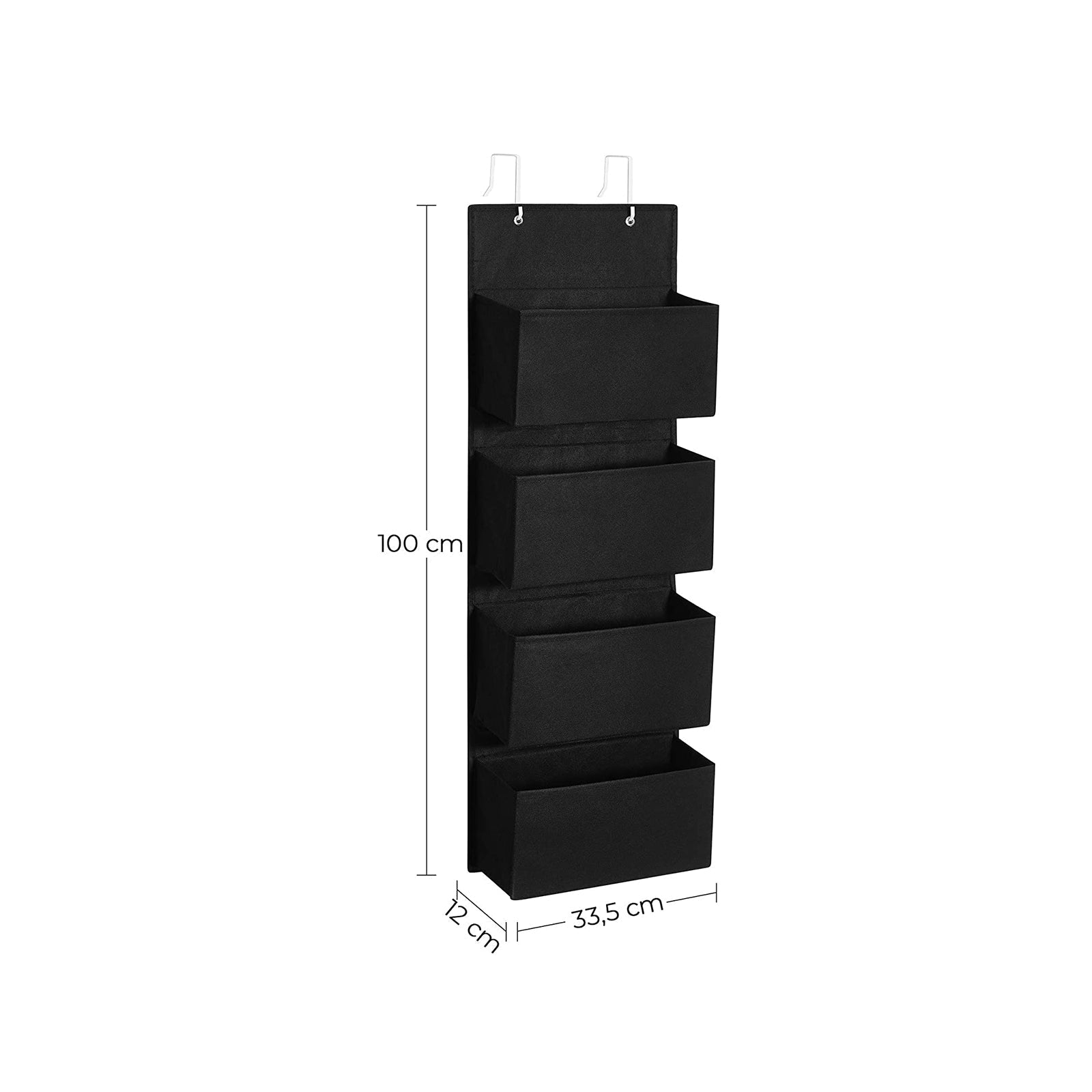 Over-the-Door Organizer - Fabric - Black - 4 Pocket Space-Saving Storage Solution