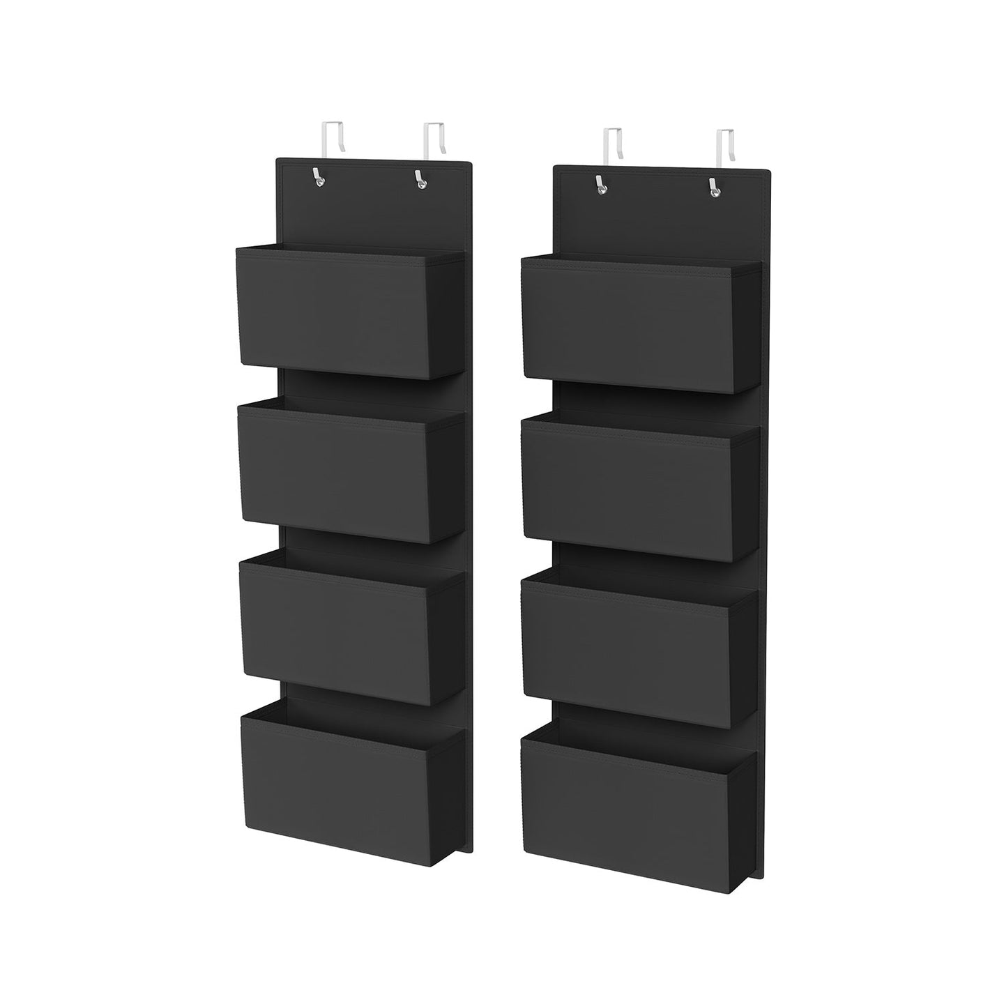 Set of 2 Over-Door Storage Organisers - 4 Pocket Design - Fabric - Ink Black - Quality Materials for Long-Lasting Use