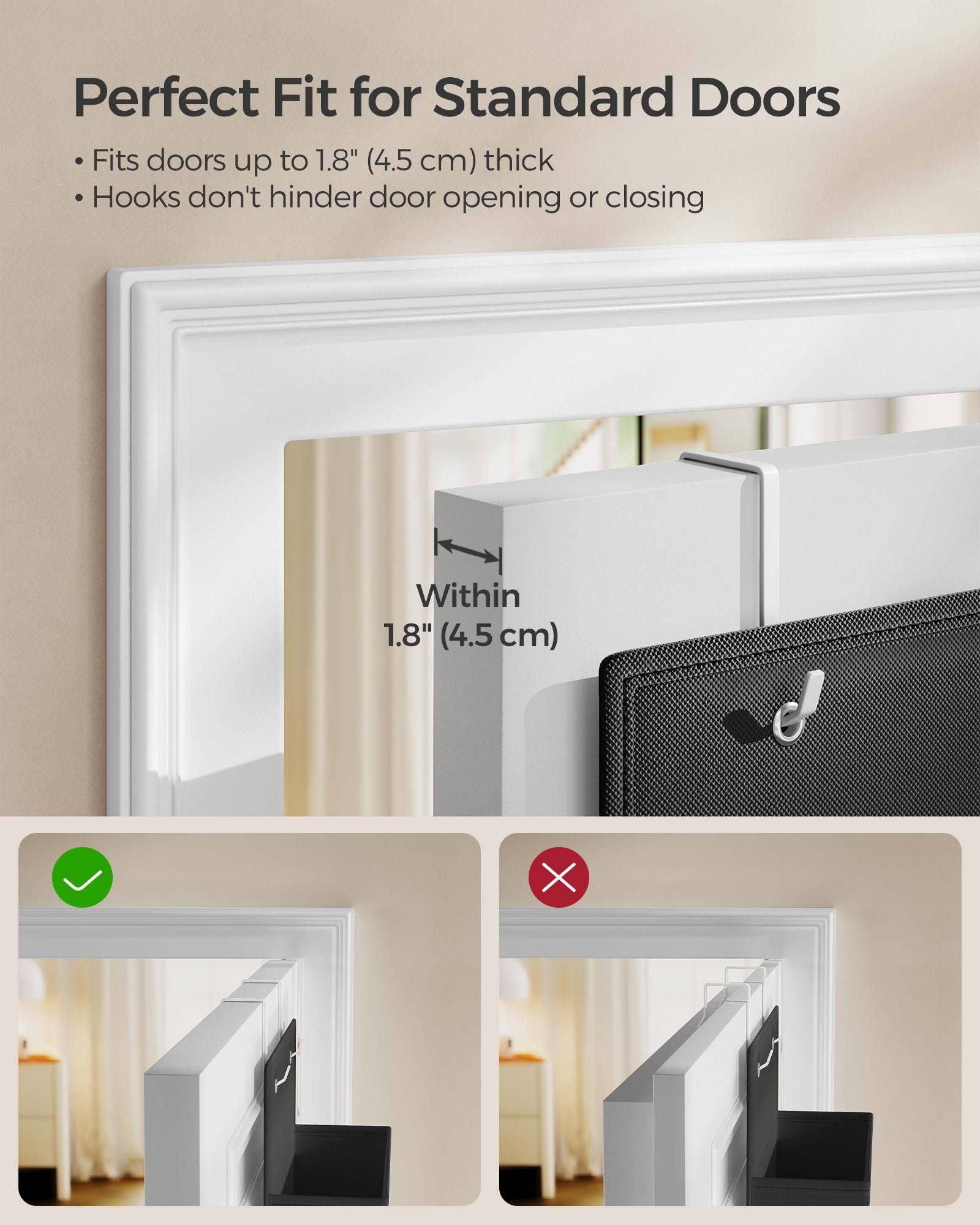 Set of 2 Over-Door Storage Organisers - 4 Pocket Design - Fabric - Ink Black - Quality Materials for Long-Lasting Use