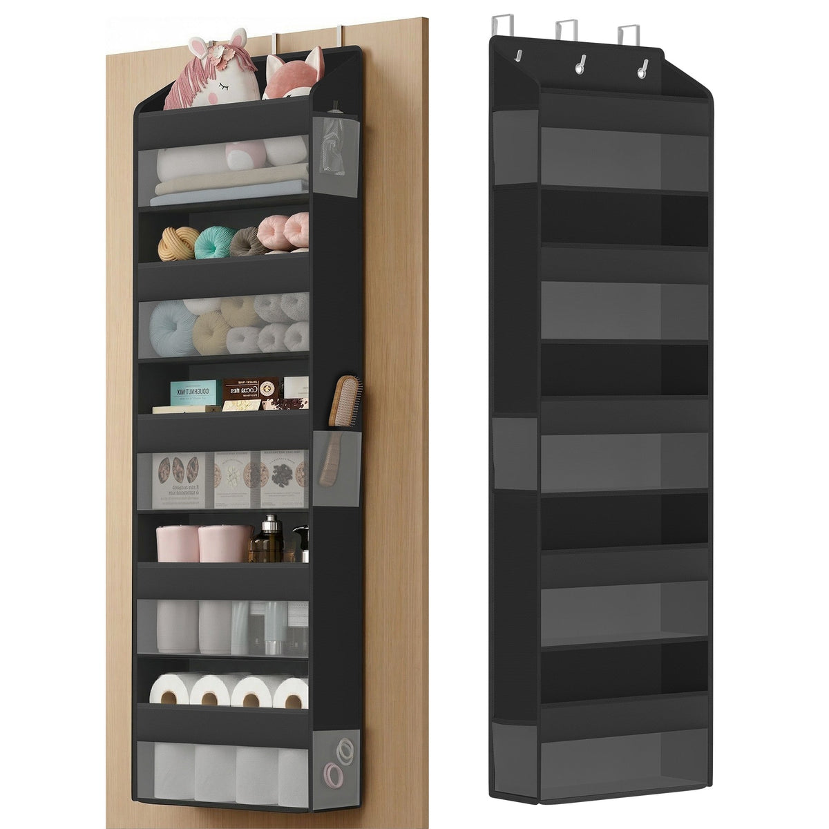 Over-the-Door Organiser - Foldable with Compartments - 15 x 40 x 140 cm