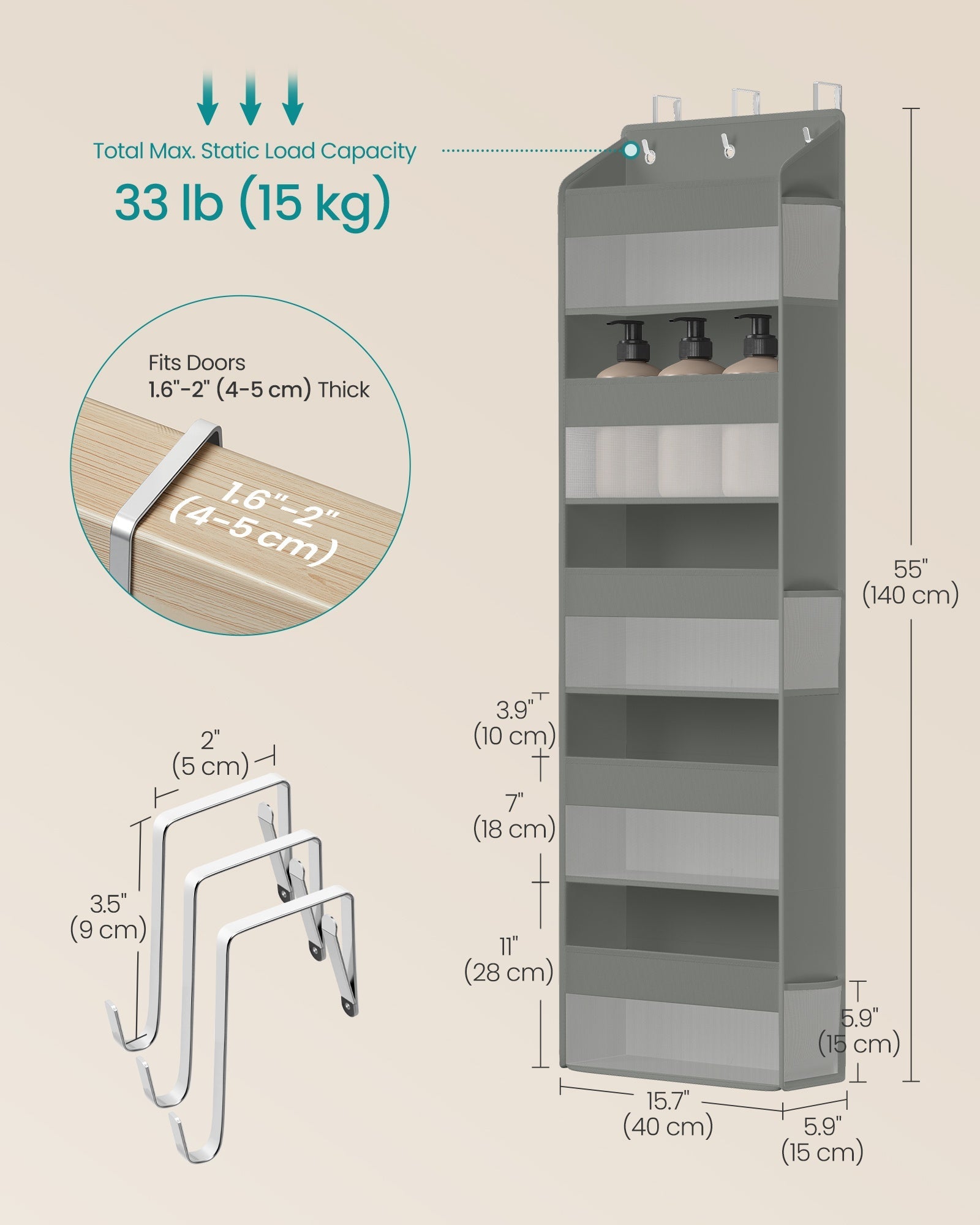 Over-the-Door Organiser - Foldable with Compartments